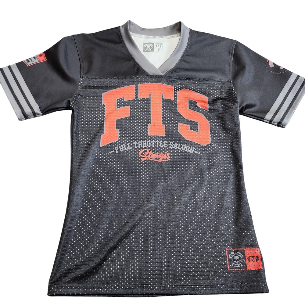 Full Throttle Saloon Jersey Womens Medium FTS Sturgis Black Mesh Biker EUC